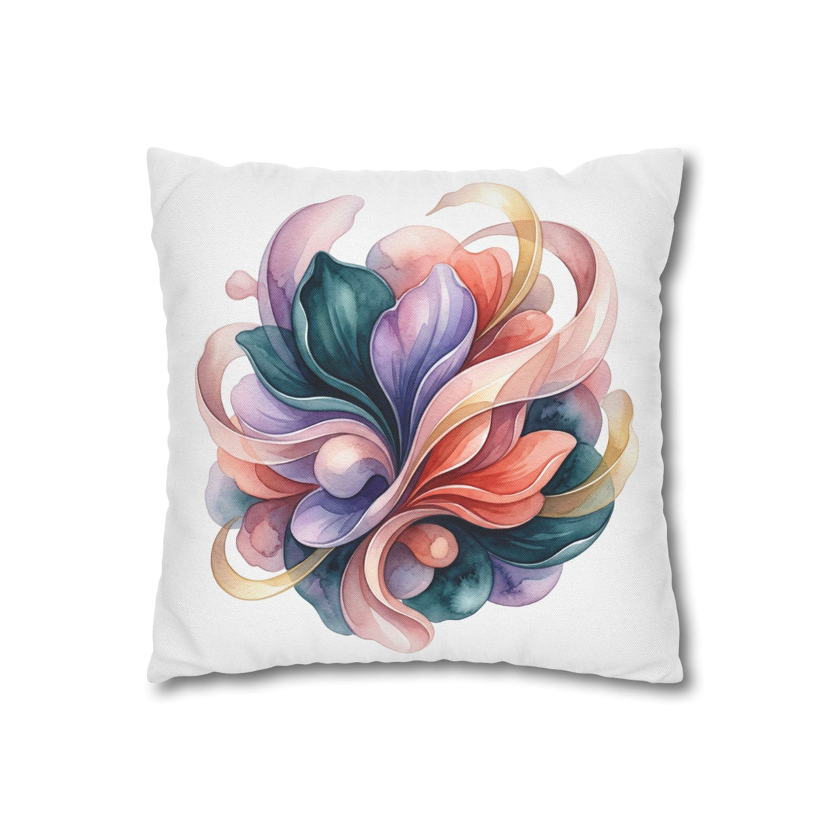 Abstract Floral Accent Pillow White  — Watercolor Swirl Decorative Cushion Cover