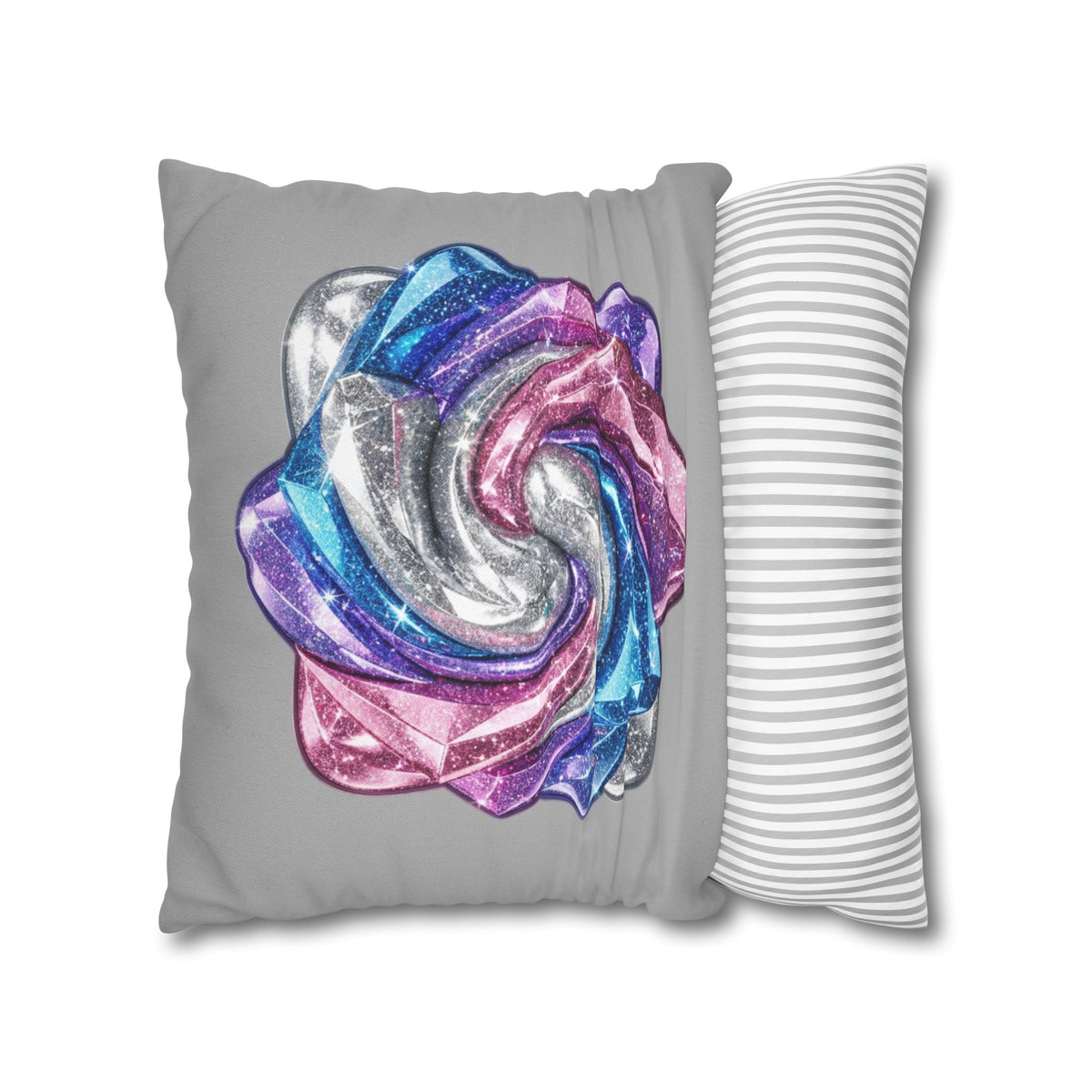 3D Glitter Design Light Grey Spun Polyester Square Pillowcase