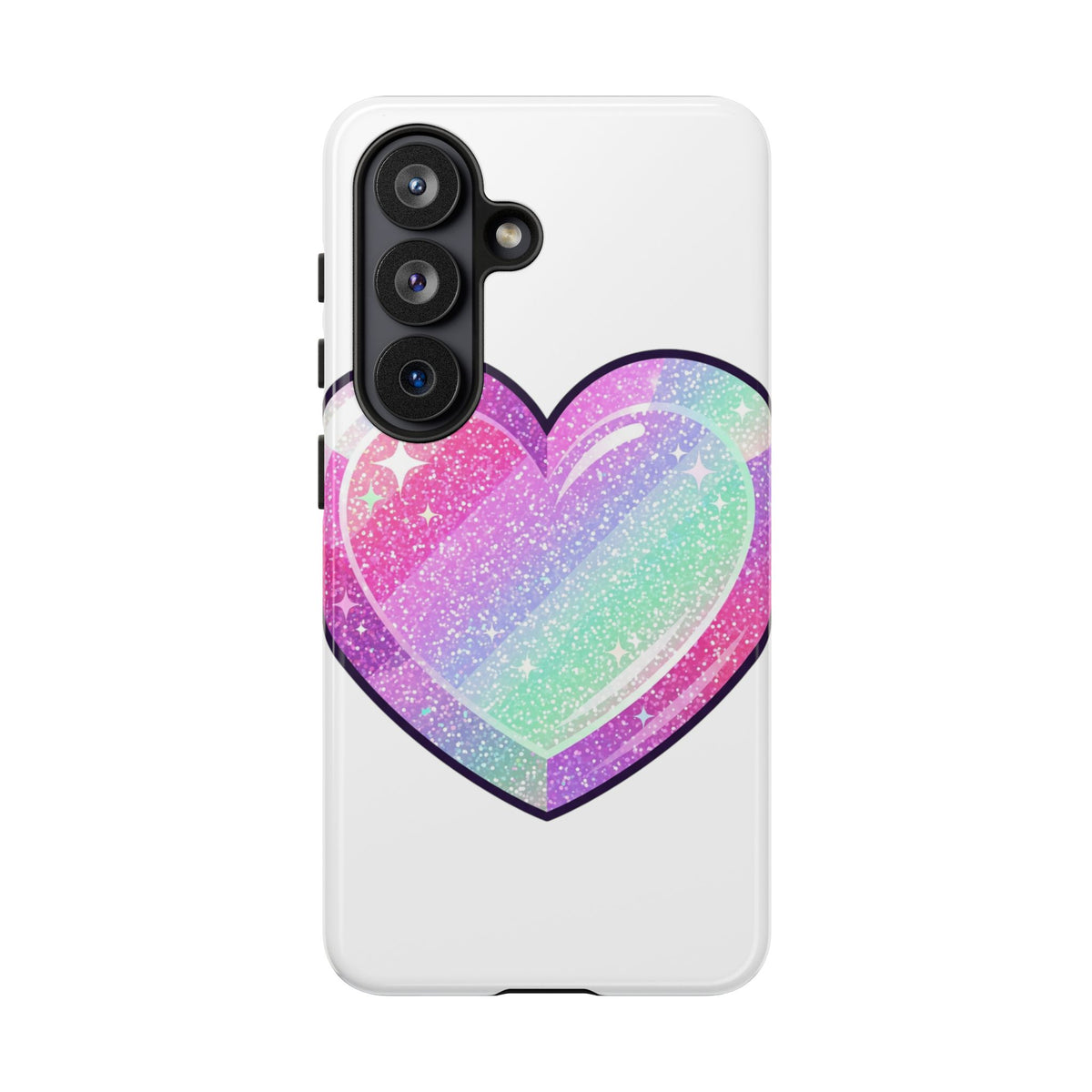 Pastel Glitter Heart Tough Phone Case — Cute Protective Phone Cover