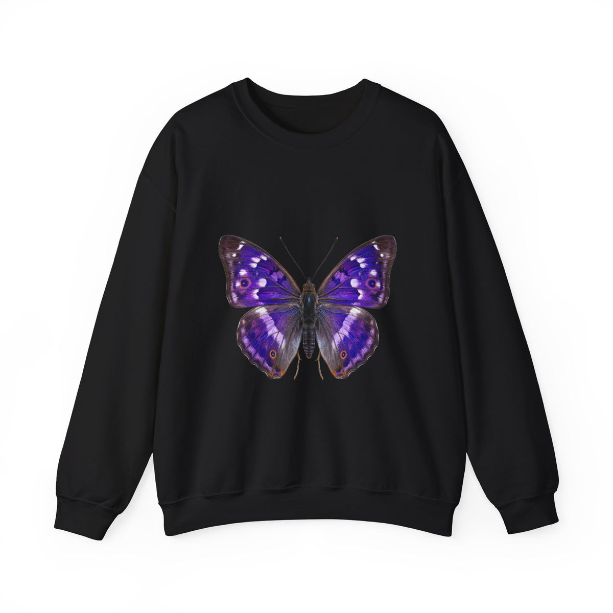 Purple Butterfly Crewneck Sweatshirt — Vibrant Nature Graphic Pullover