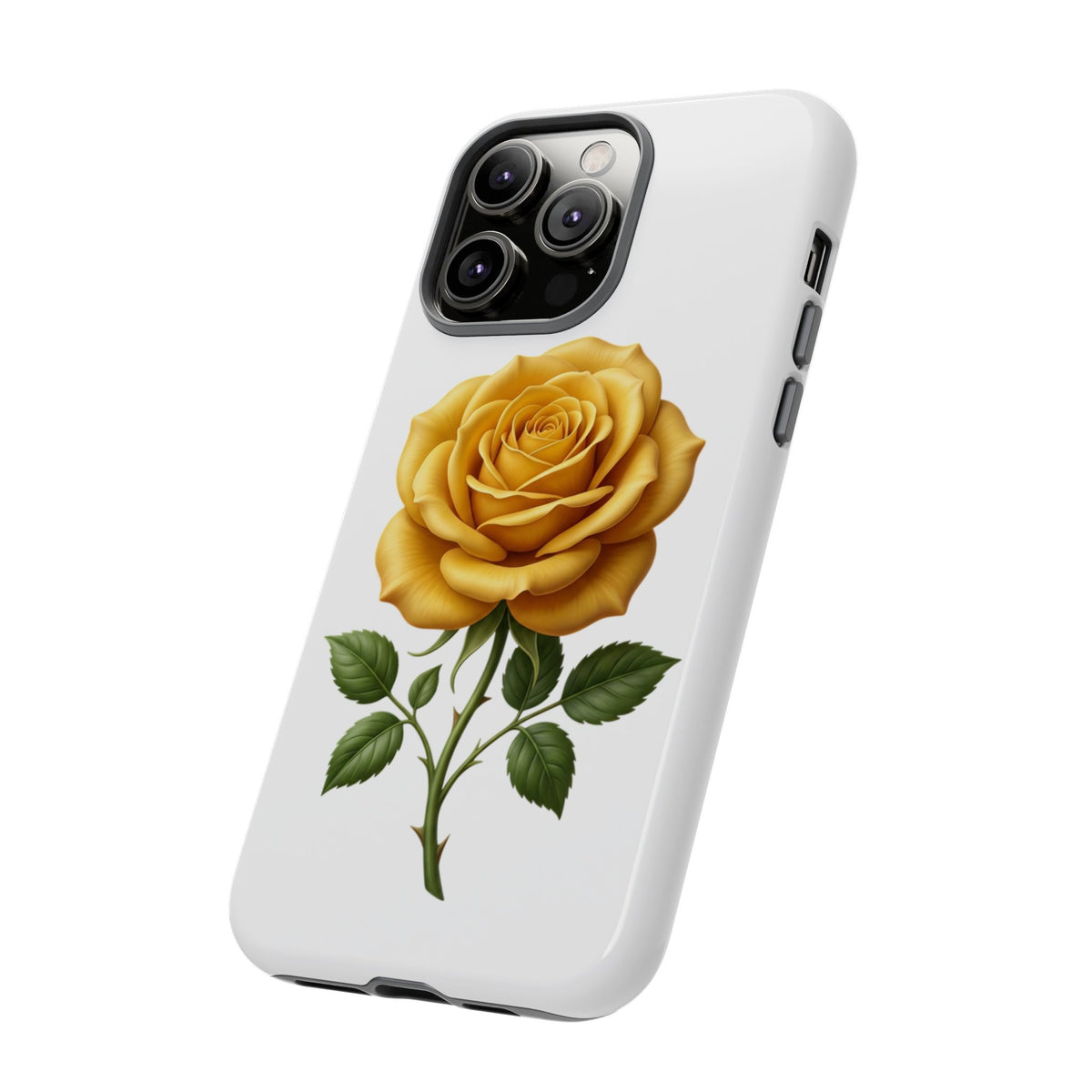 Yellow Rose Phone Case — Vintage Floral Tough Protective Cover