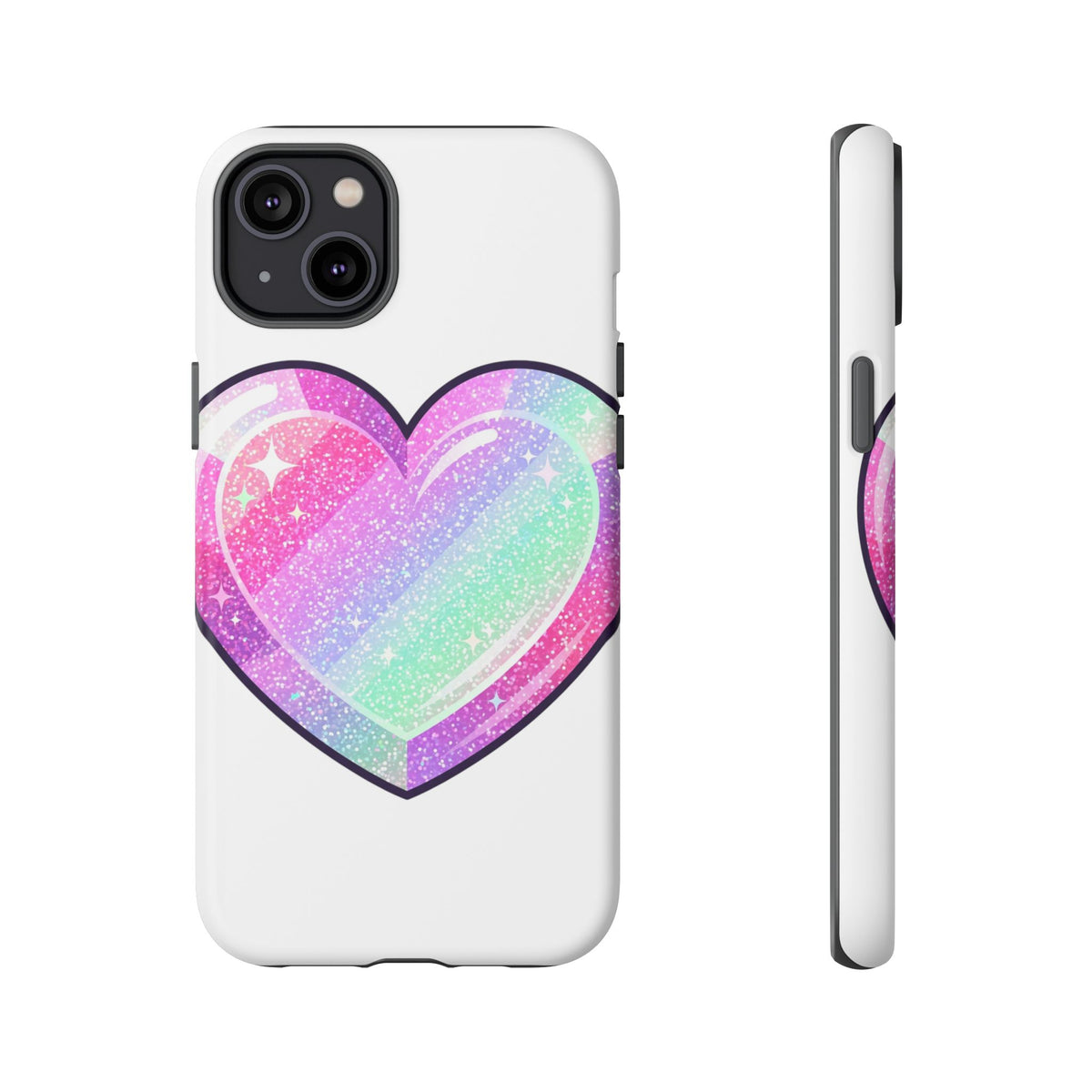 Pastel Glitter Heart Tough Phone Case — Cute Protective Phone Cover