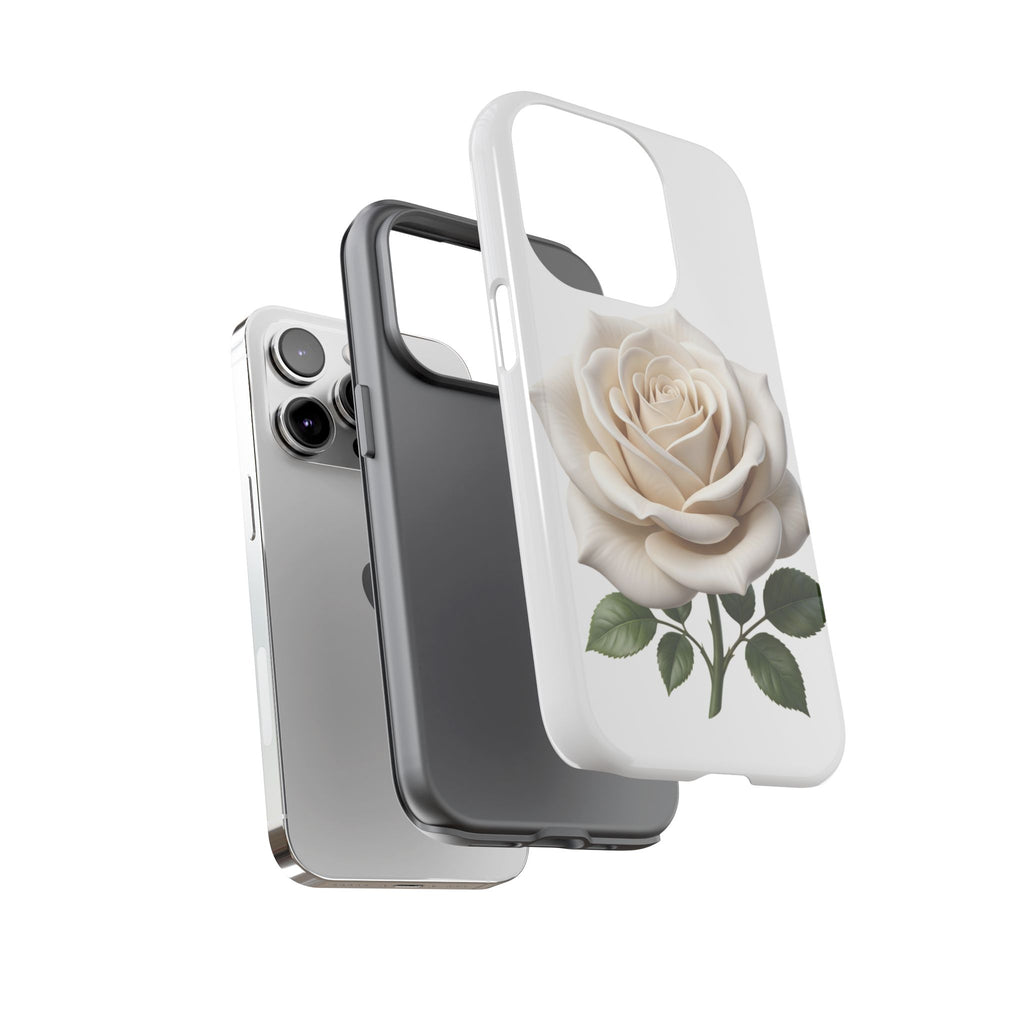 White Rose Tough Phone Case – Elegant Floral Protective Cover