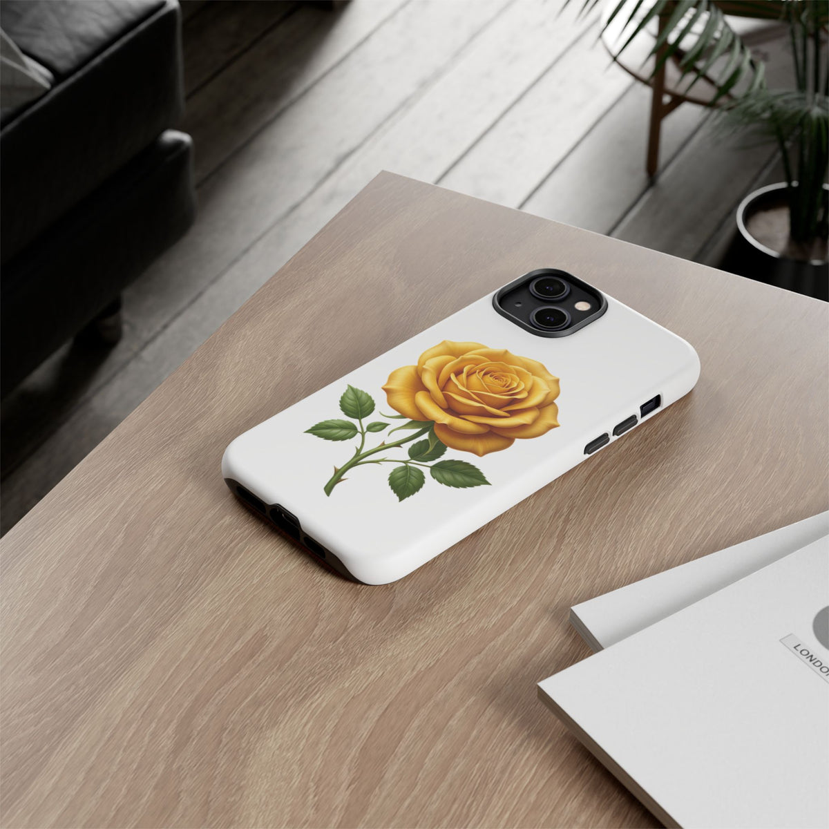 Yellow Rose Phone Case — Vintage Floral Tough Protective Cover