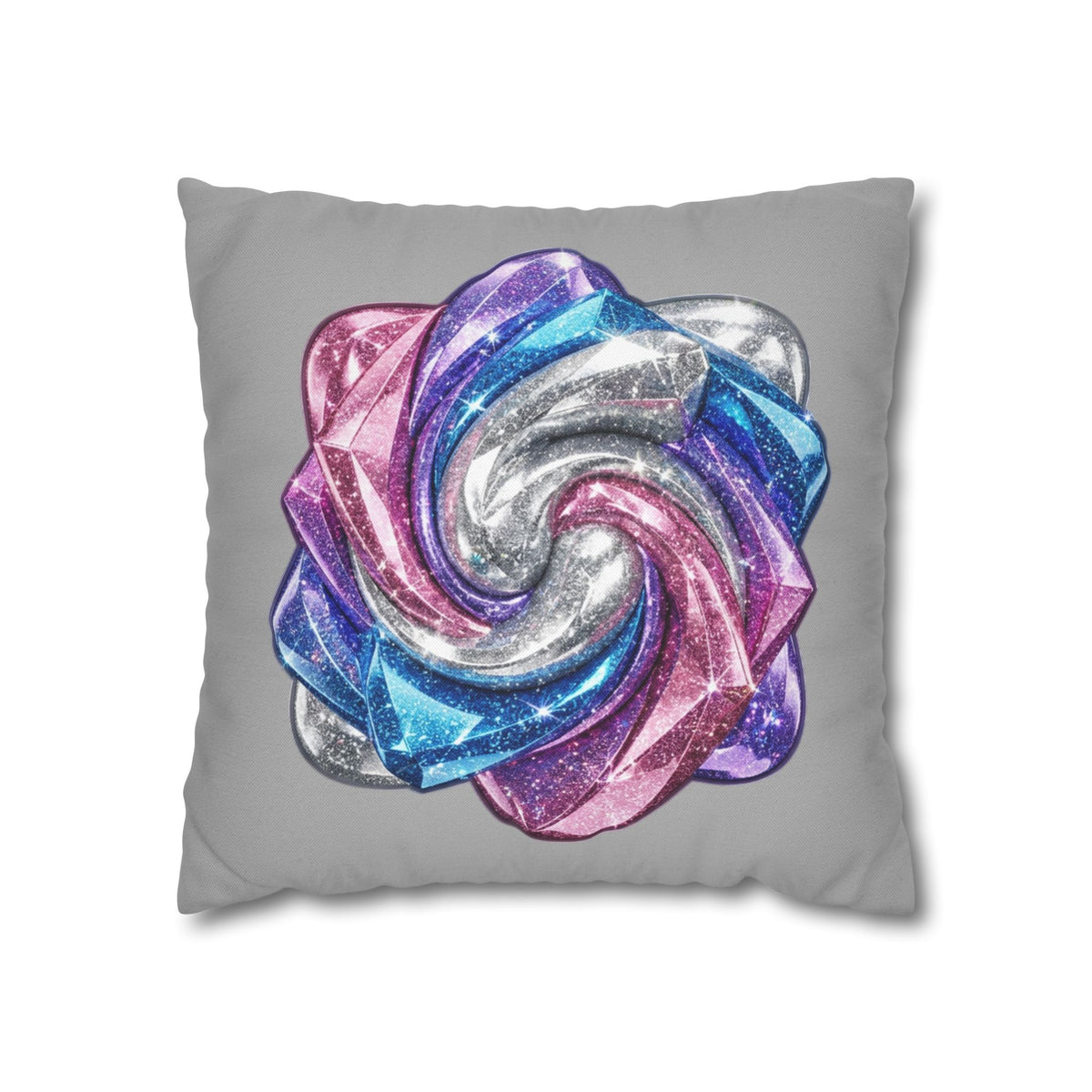 3D Glitter Design Light Grey Spun Polyester Square Pillowcase