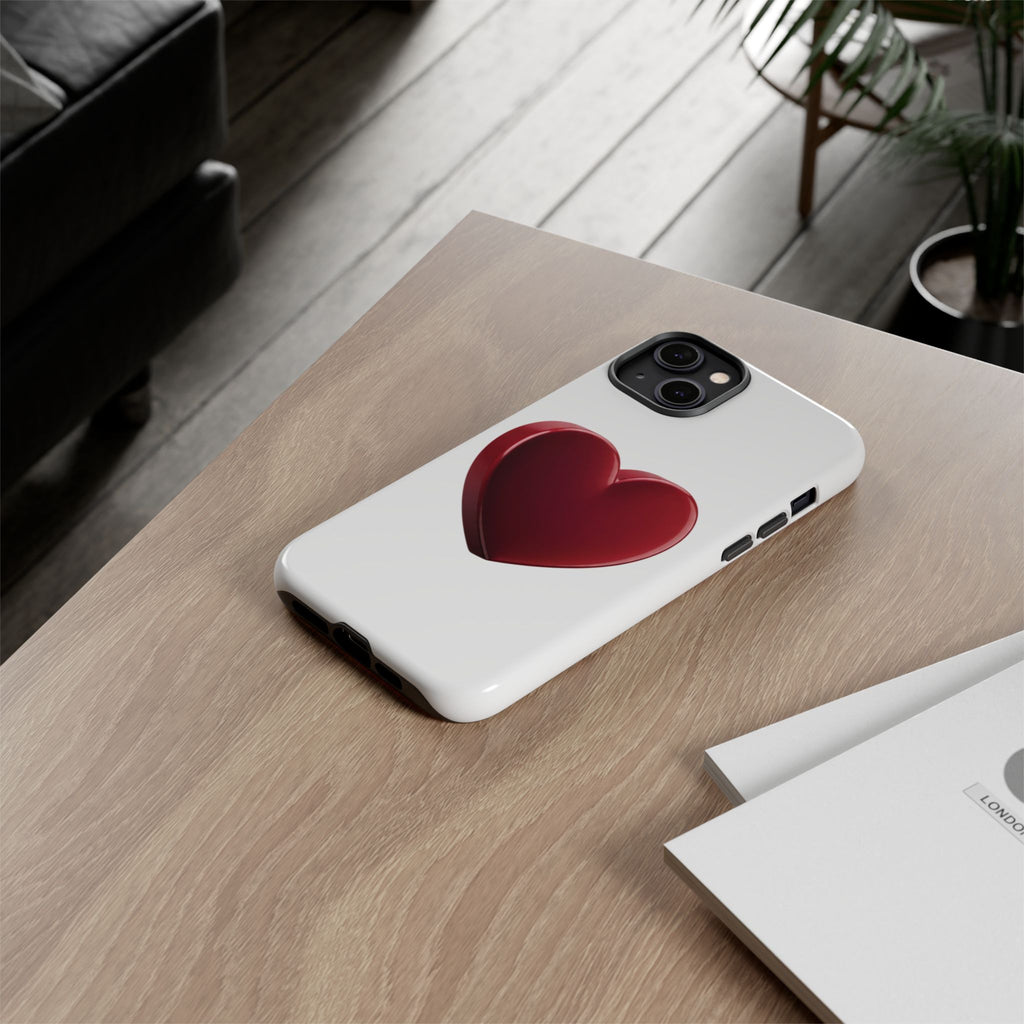 Heart Tough Phone Case - Red 3D Heart Protective Phone Case