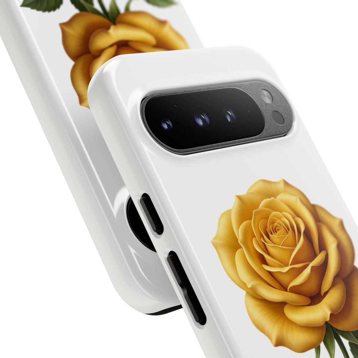 Yellow Rose Phone Case — Vintage Floral Tough Protective Cover