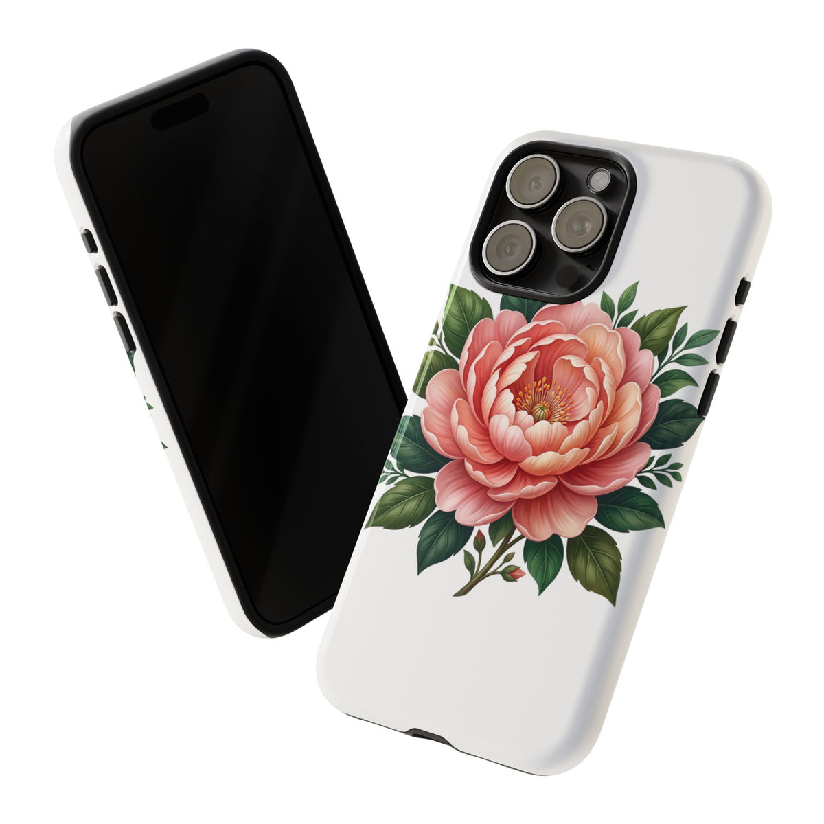 Floral Peony Tough Phone Case — Protective Botanical iPhone Cover