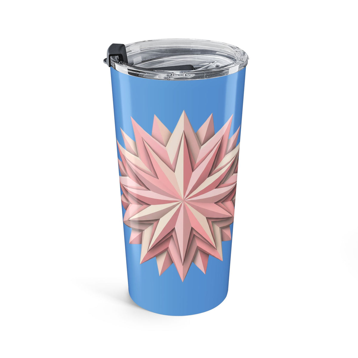 20oz Floral Star Tumbler — Pink Geometric Blossom Insulated Travel Cup