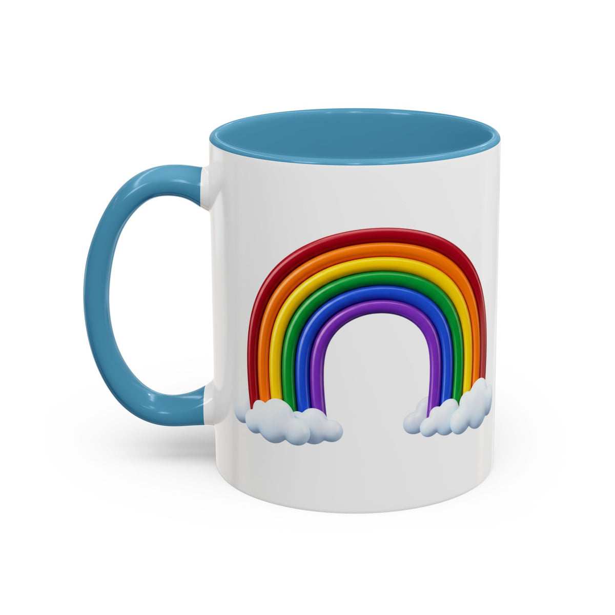 Rainbow Coffee Mug - Colorful Arc & Clouds Accent Mug (11/15oz)