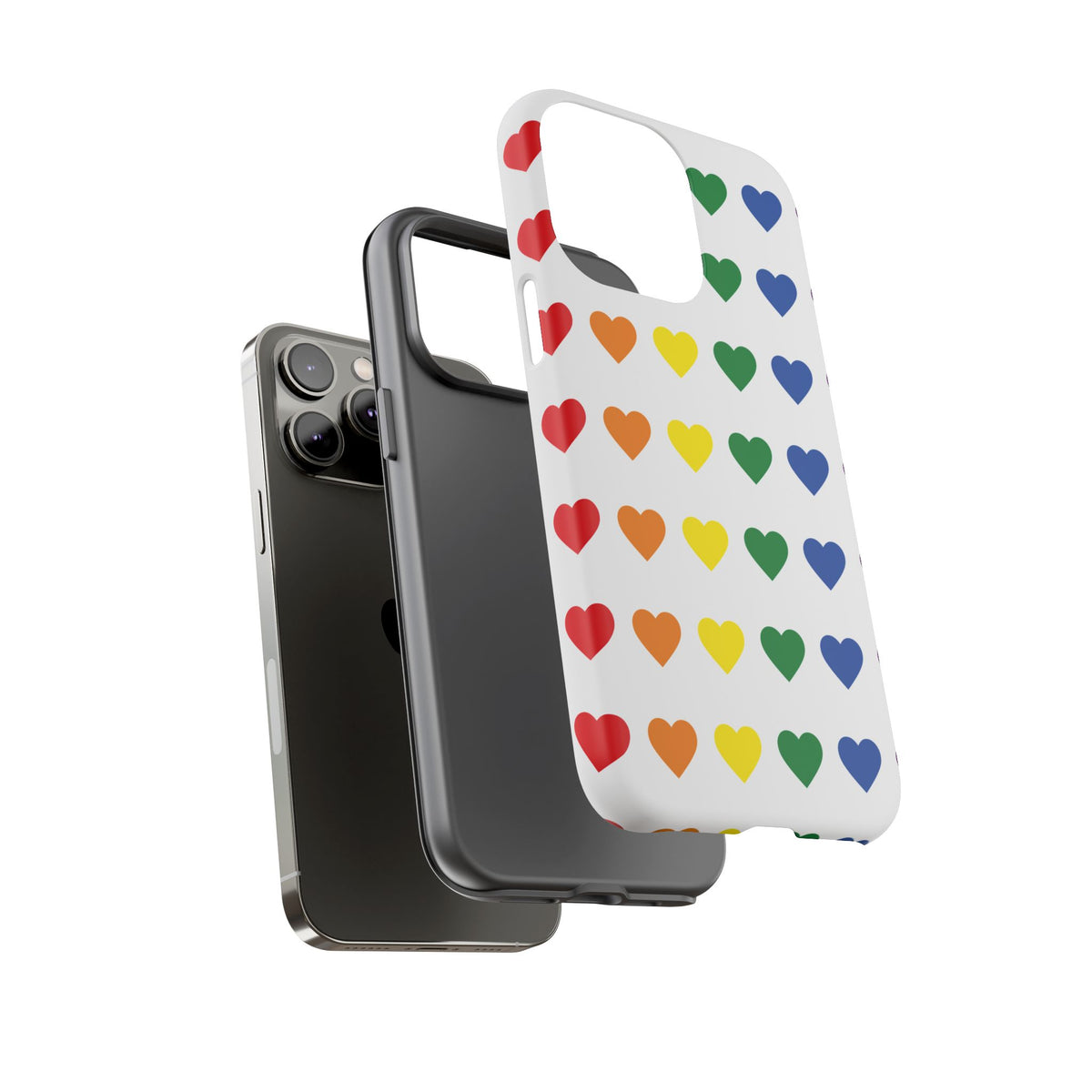 Rainbow Heart Tough Phone Case — Pride Pattern Protective Cover