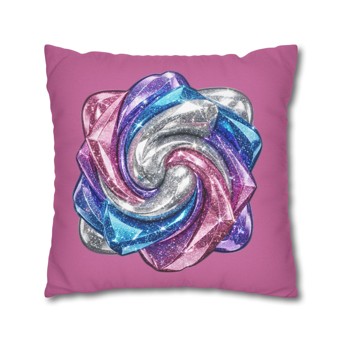 3D Glitter Design Light Pink Spun Polyester Square Pillowcase
