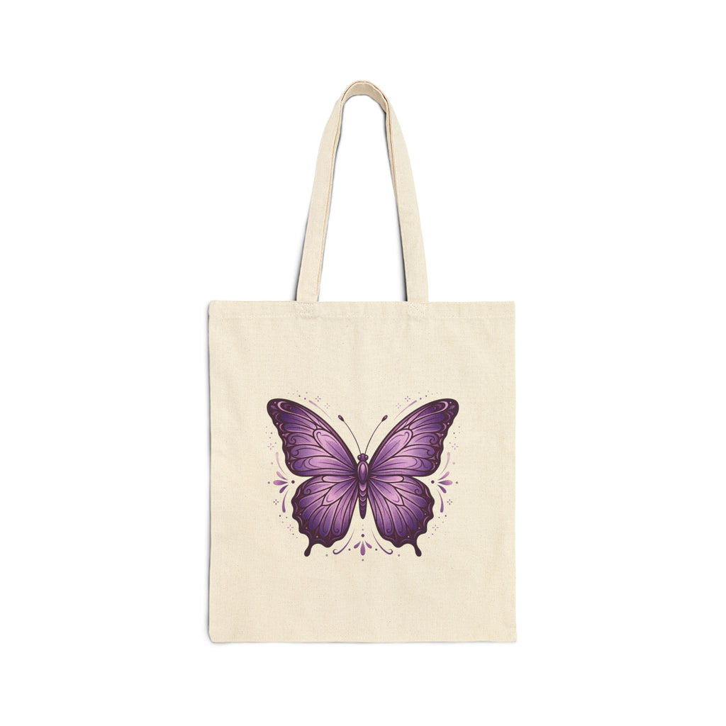 Purple Butterfly Canvas Tote Bag — Stylish Eco-Friendly Shopping Tote
