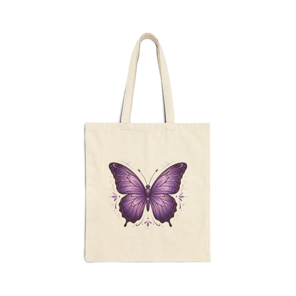 Purple Butterfly Canvas Tote Bag — Stylish Eco-Friendly Shopping Tote