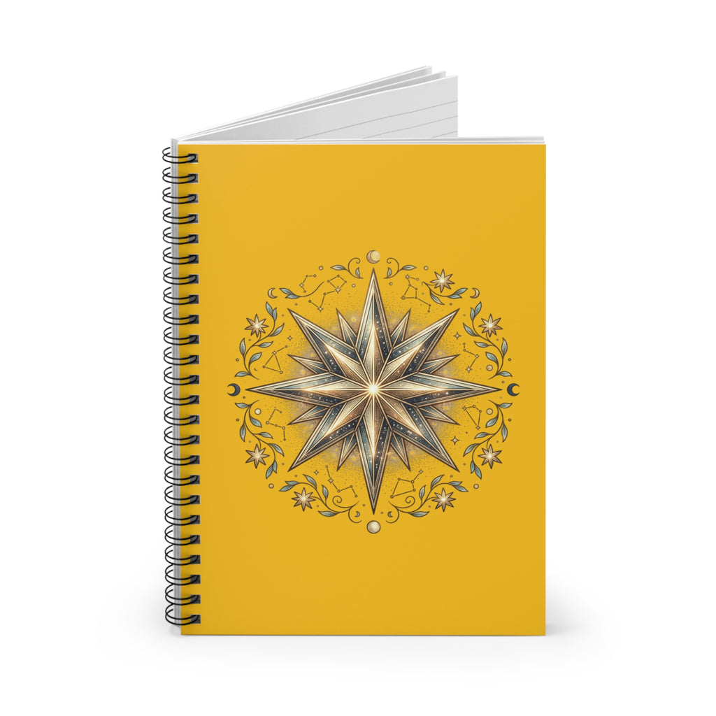 Star Print Spiral Notebook - Ruled Line- Yellow