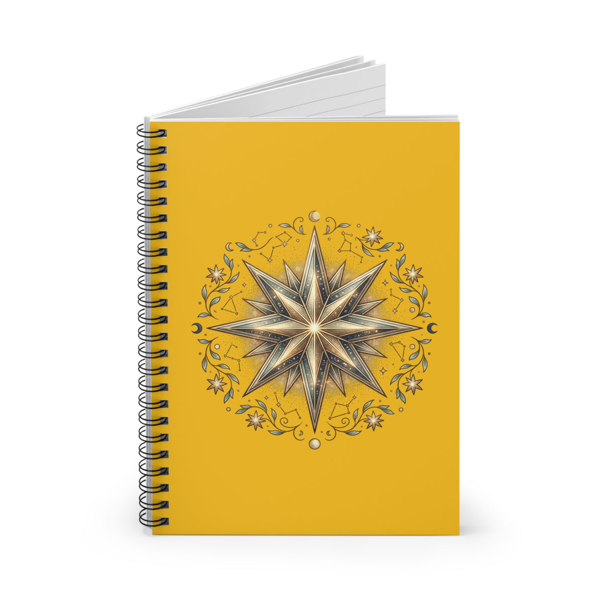 Star Print Spiral Notebook - Ruled Line- Yellow