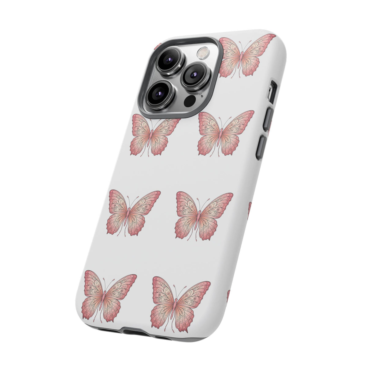 Pink Butterfly Tough Phone Case — Floral Pattern Protective Cover