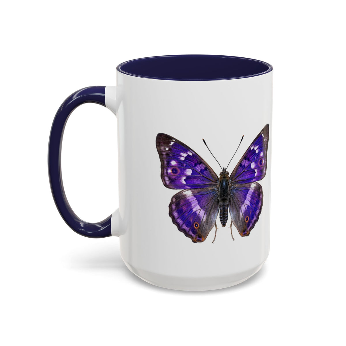 Purple Butterfly Accent Coffee Mug – Elegant Floral Butterfly Ceramic Cup