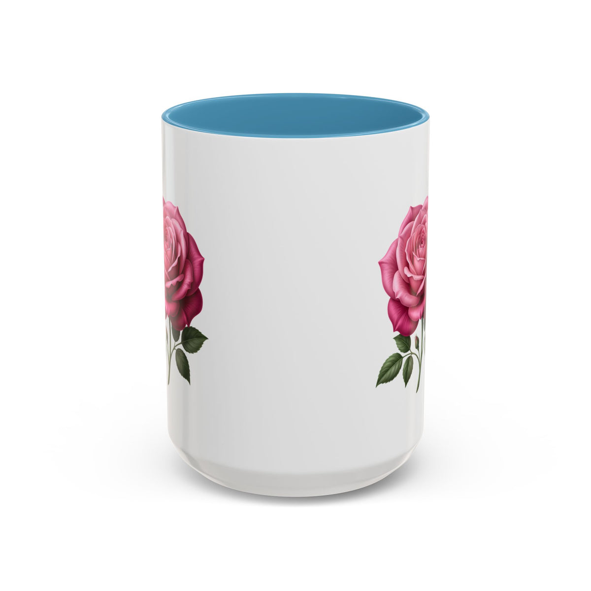 Pink Rose Accent Coffee Mug — Floral Tea & Coffee Cup (11/15 oz)