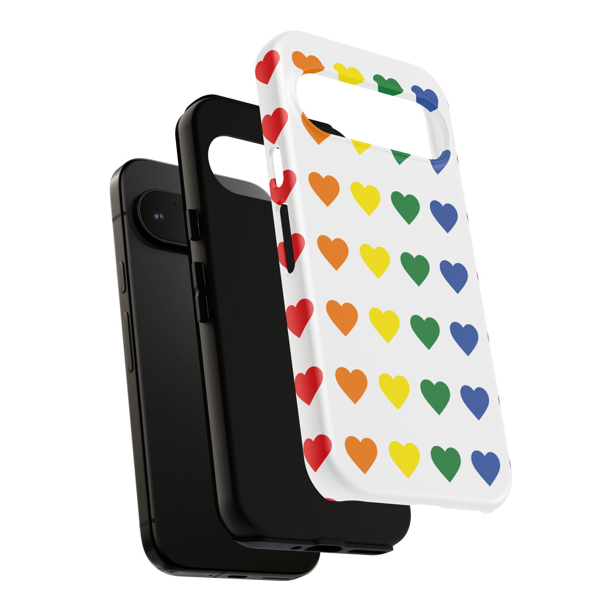 Rainbow Heart Tough Phone Case — Pride Pattern Protective Cover