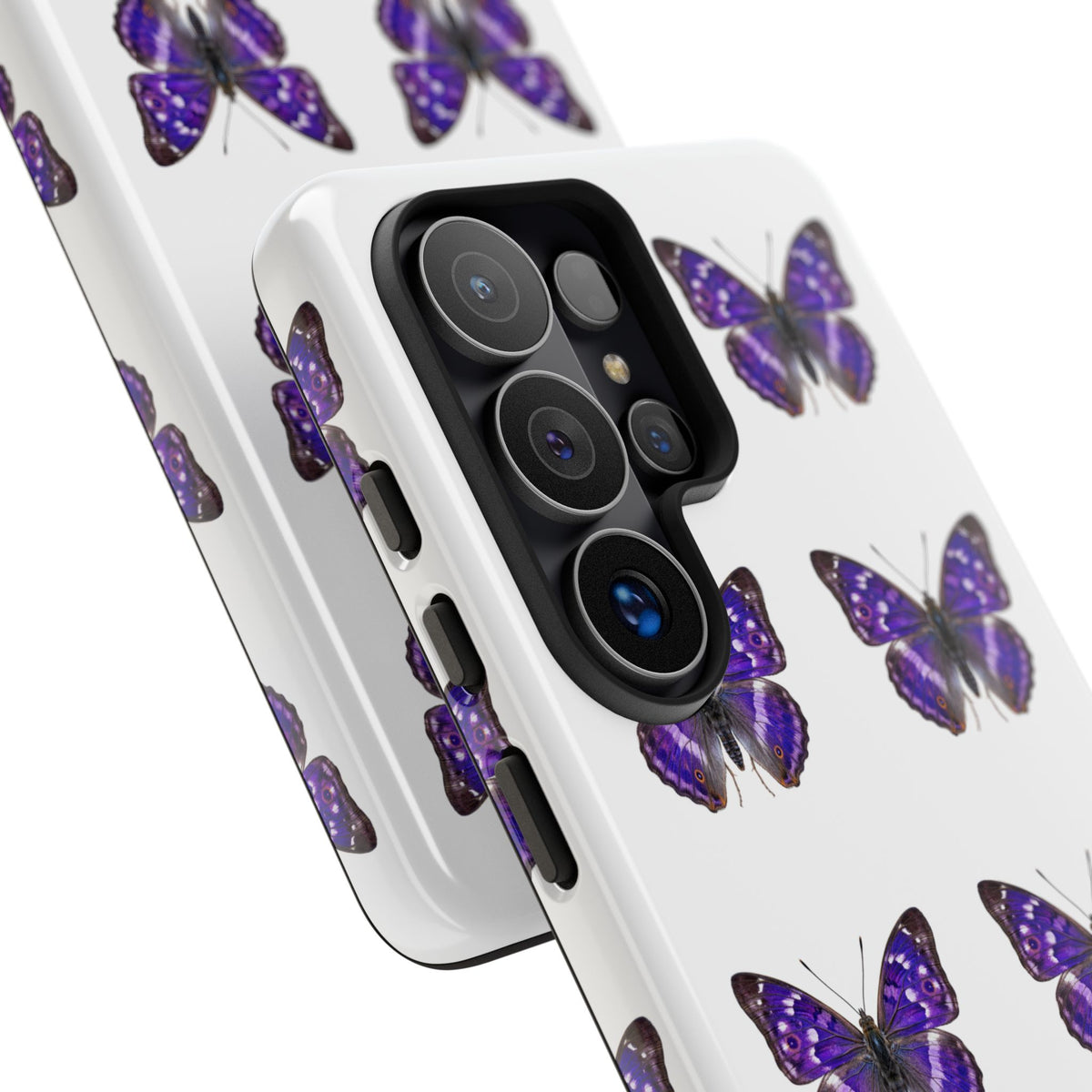 Purple Butterfly Tough Phone Case — Durable Protective iPhone Case with Repeating Butterfly Pattern