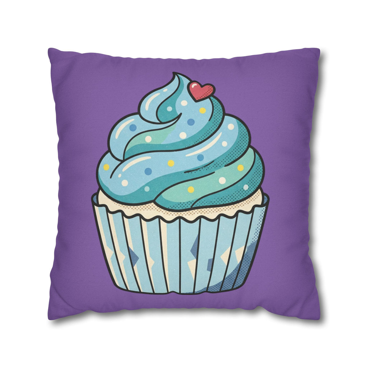 Cupcake Throw Pillow - Cute Blue Frosting Decorative Cushion for Kids’ Rooms, Nurseries & Baker Gift- Light Purple
