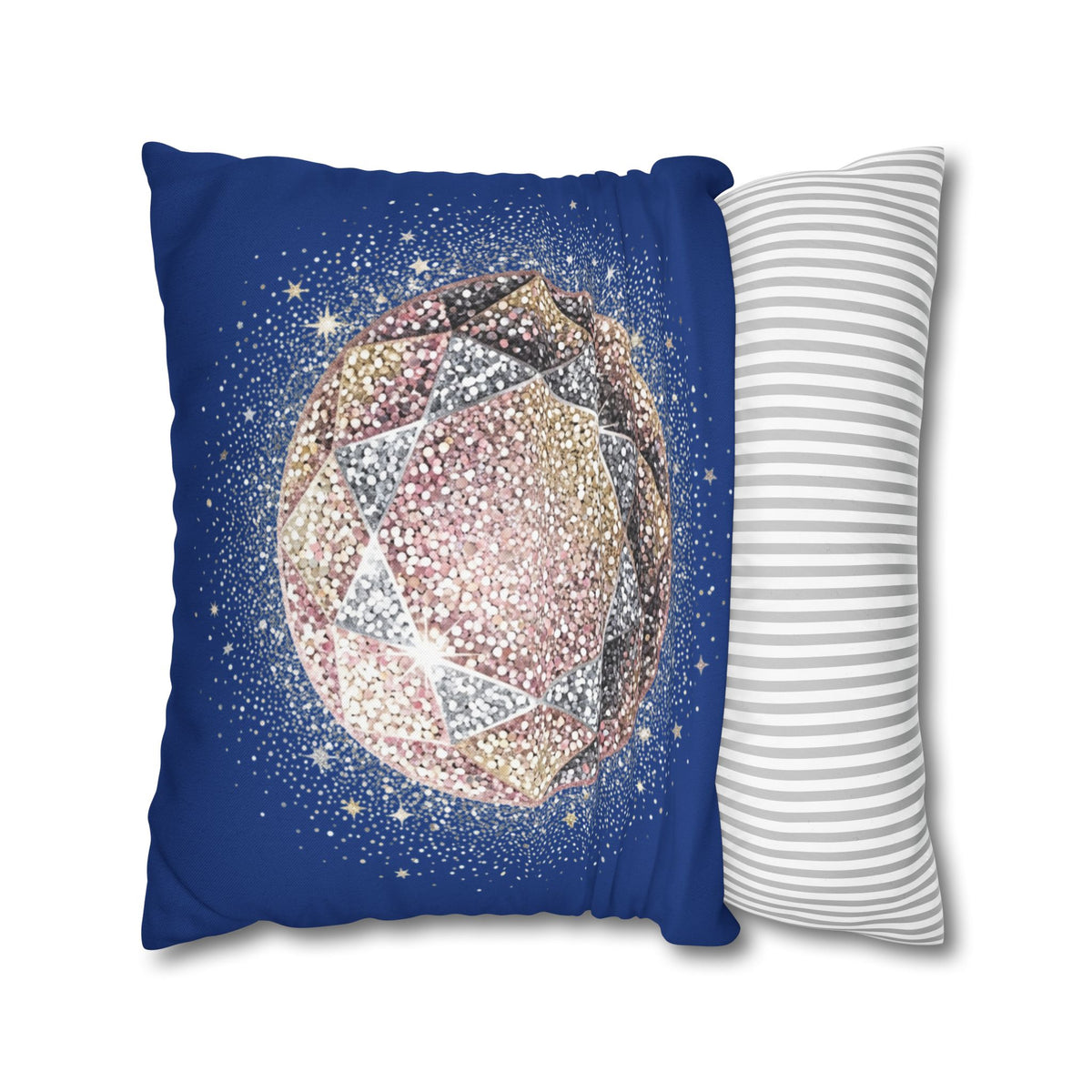 Glittery Navy Spun Polyester Square Pillowcase