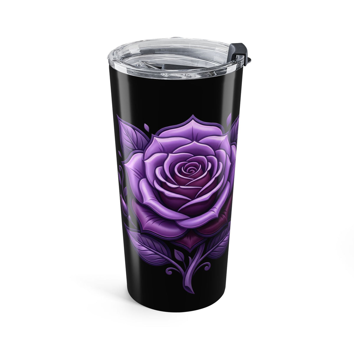 20oz Purple Rose Tumbler — Insulated Floral Travel Cup