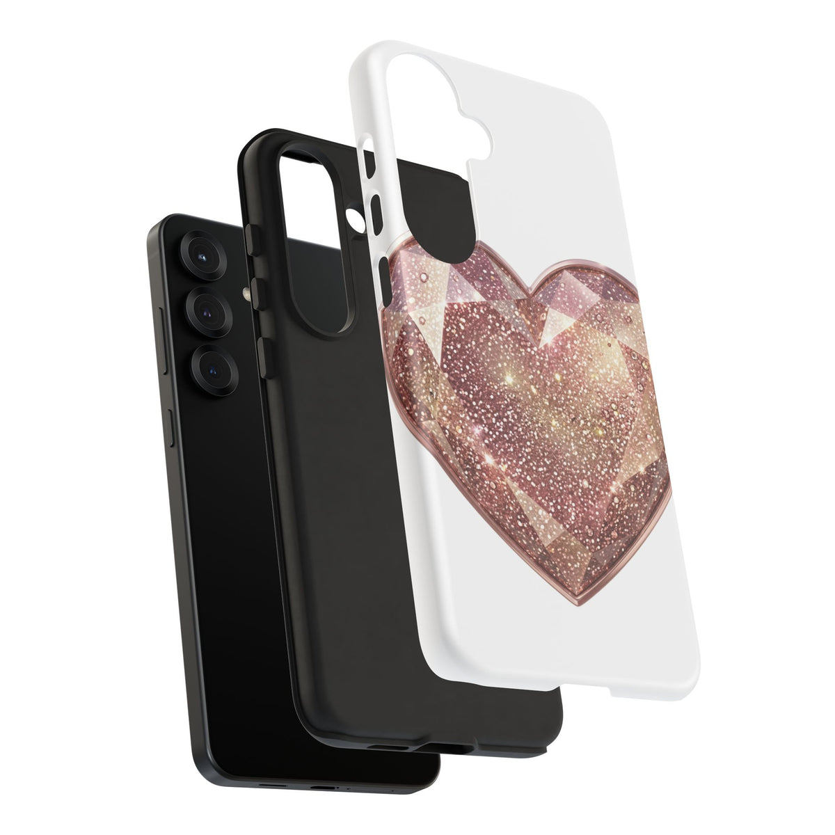 Rose Gold Glitter Crystal Heart Phone Case