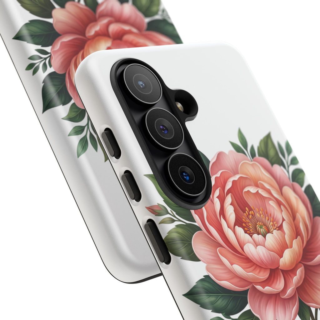 Floral Peony Tough Phone Case — Protective Botanical iPhone Cover