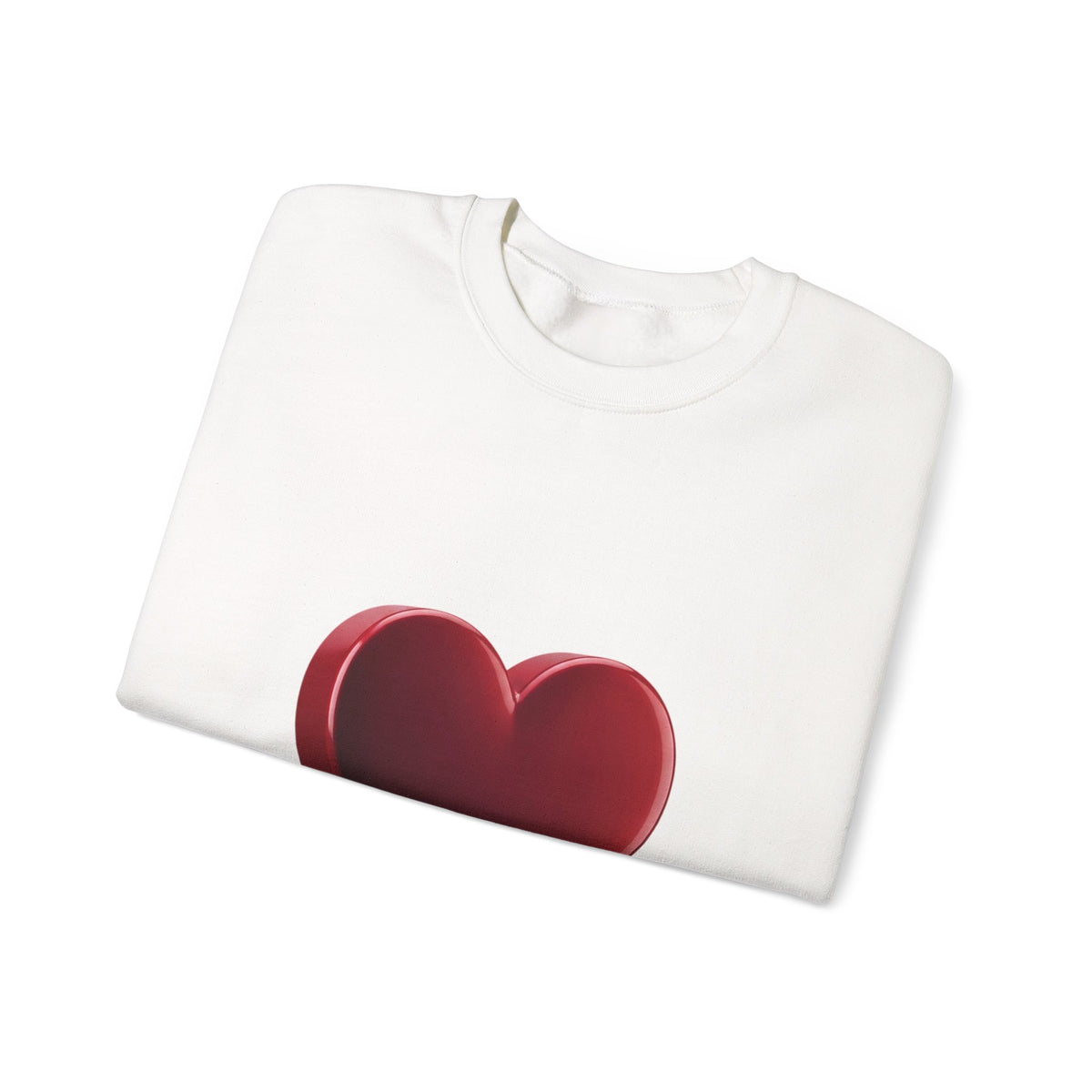 Heart Graphic Sweatshirt — Minimal 3D Red Heart Crewneck for Valentine’s & Everyday Wear