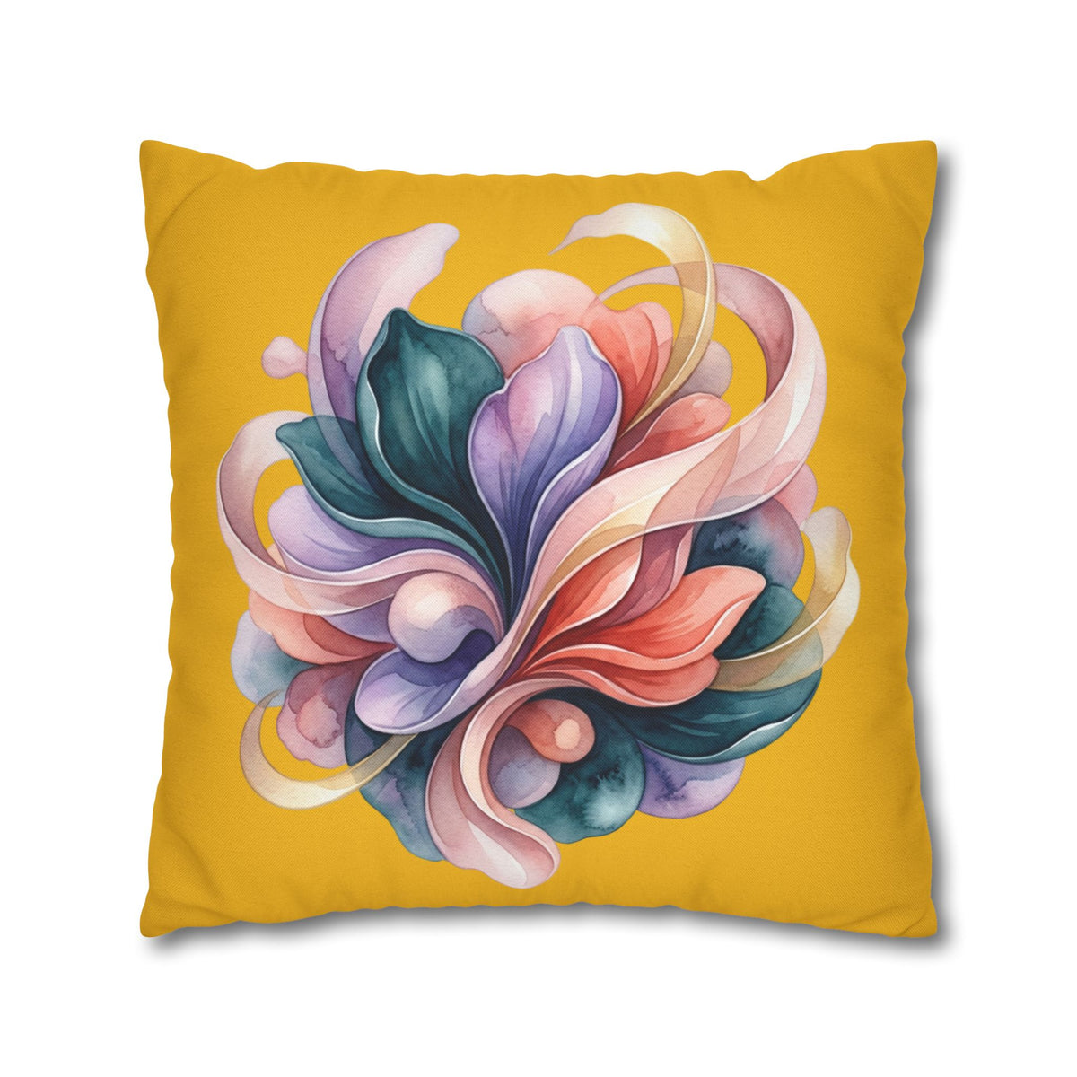 Floral Swirl Decorative Pillowcase — Vibrant Yellow Abstract Bloom