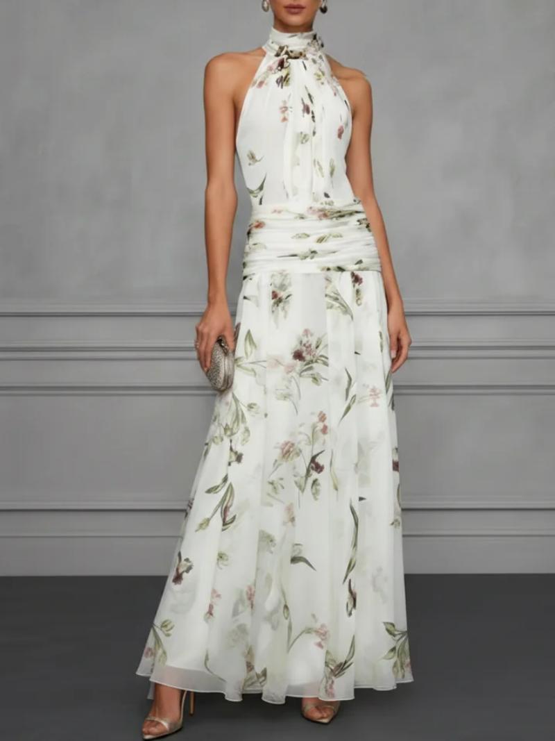 Halter neck printed dress