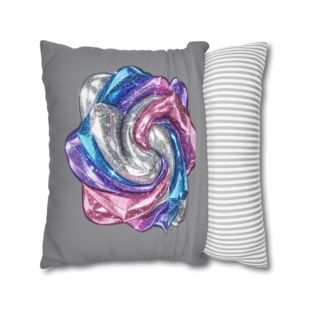 3D Glitter Design Grey Spun Polyester Square Pillowcase