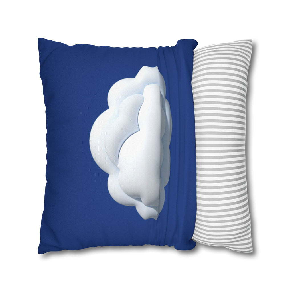 Cloud Navy Pillowcase – Soft White Cloud Design on Blue Square Pillow