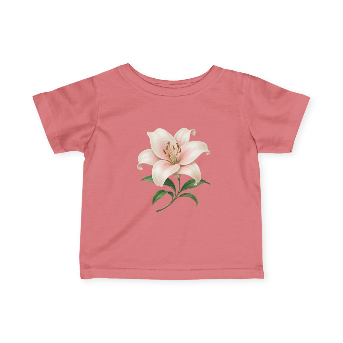 Infant Tee with Soft Pink Lily Floral Print — Baby Girl Spring Outfit