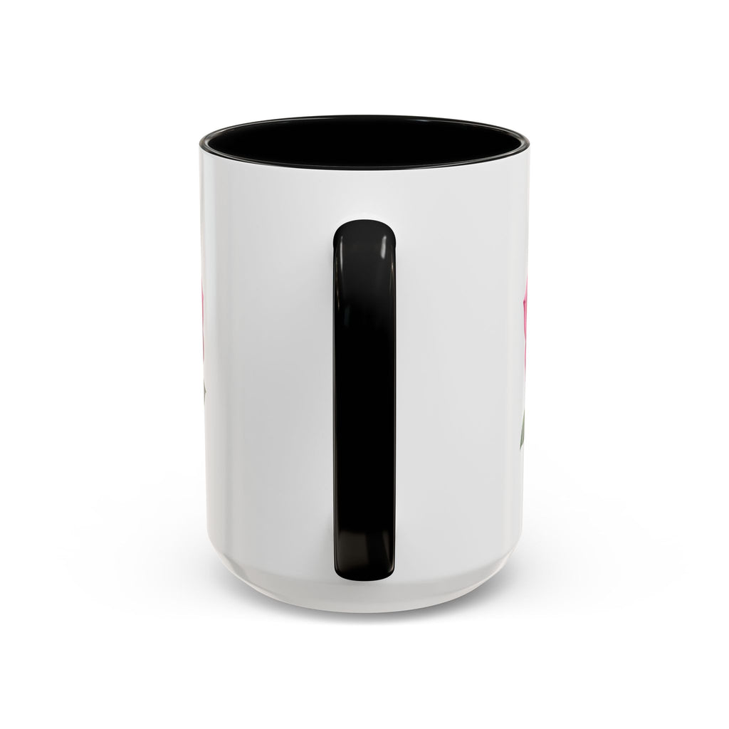 Pink Rose Accent Coffee Mug — Floral Tea & Coffee Cup (11/15 oz)