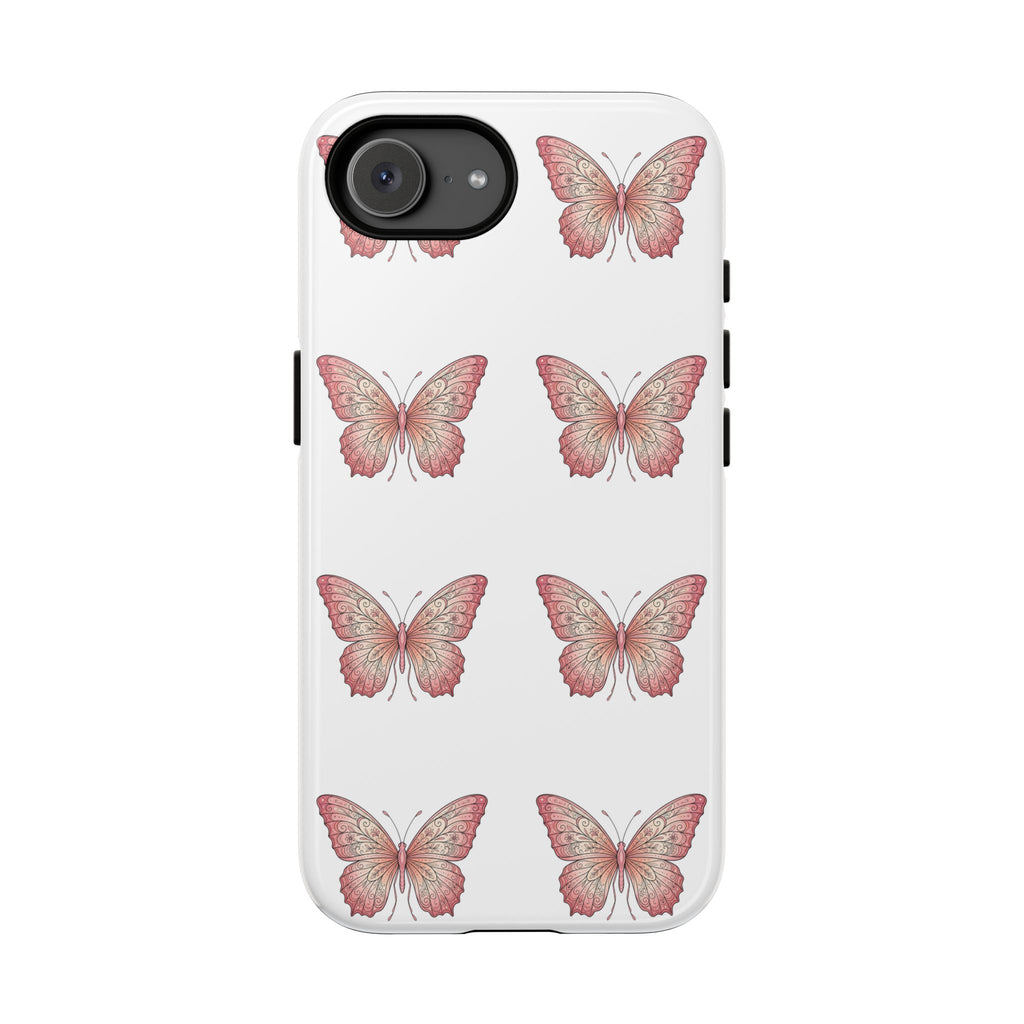 Pink Butterfly Tough Phone Case — Floral Pattern Protective Cover
