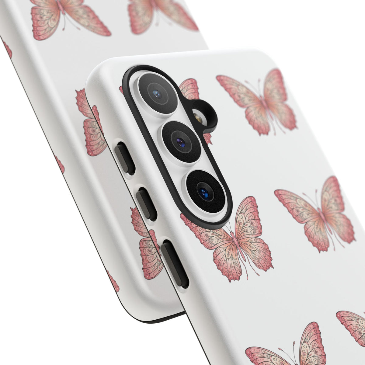 Pink Butterfly Tough Phone Case — Floral Pattern Protective Cover