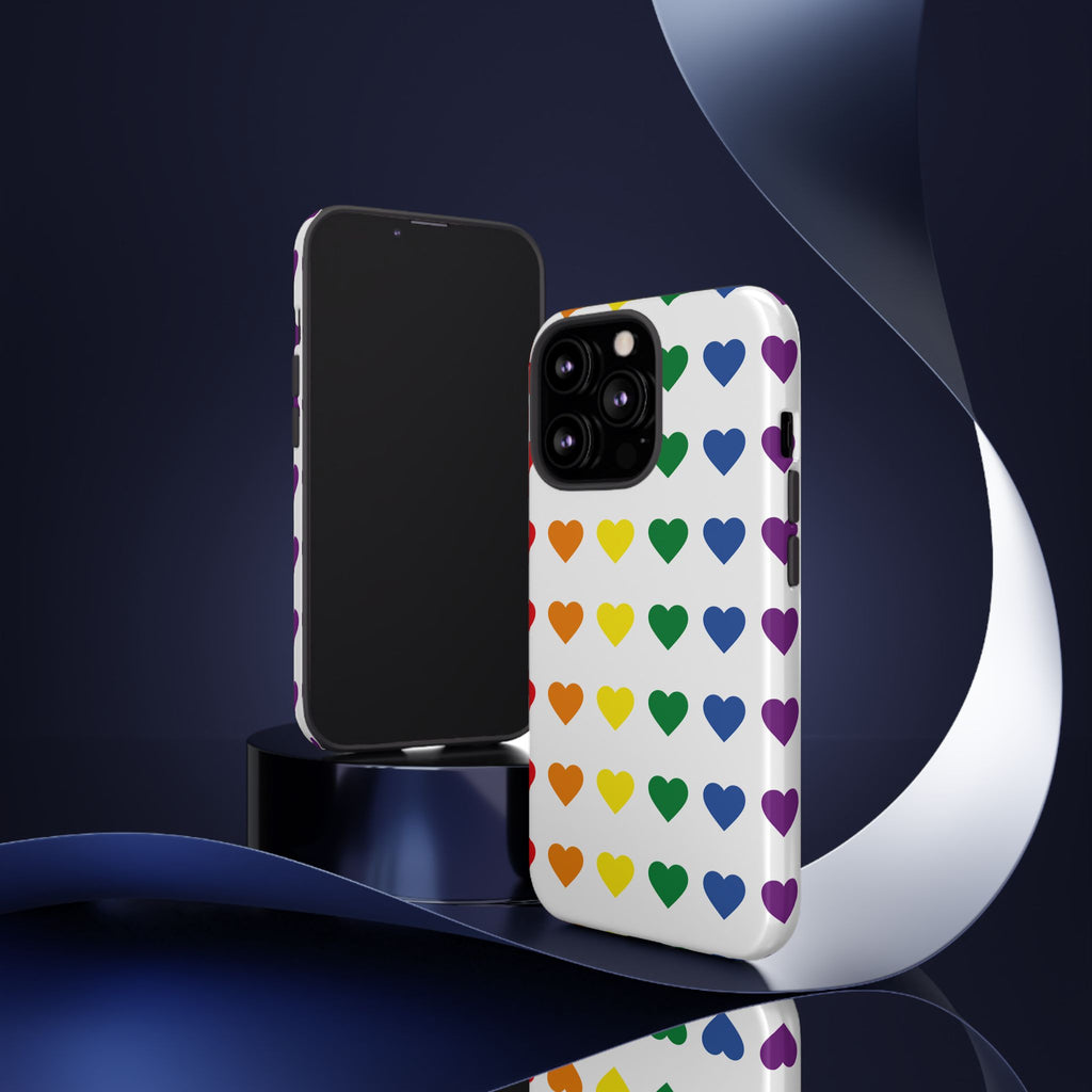 Rainbow Heart Tough Phone Case — Pride Pattern Protective Cover