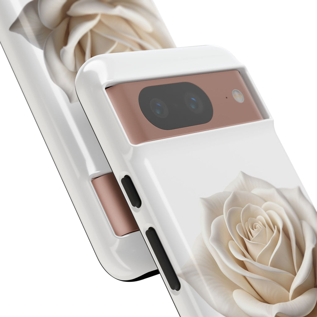 White Rose Tough Phone Case – Elegant Floral Protective Cover