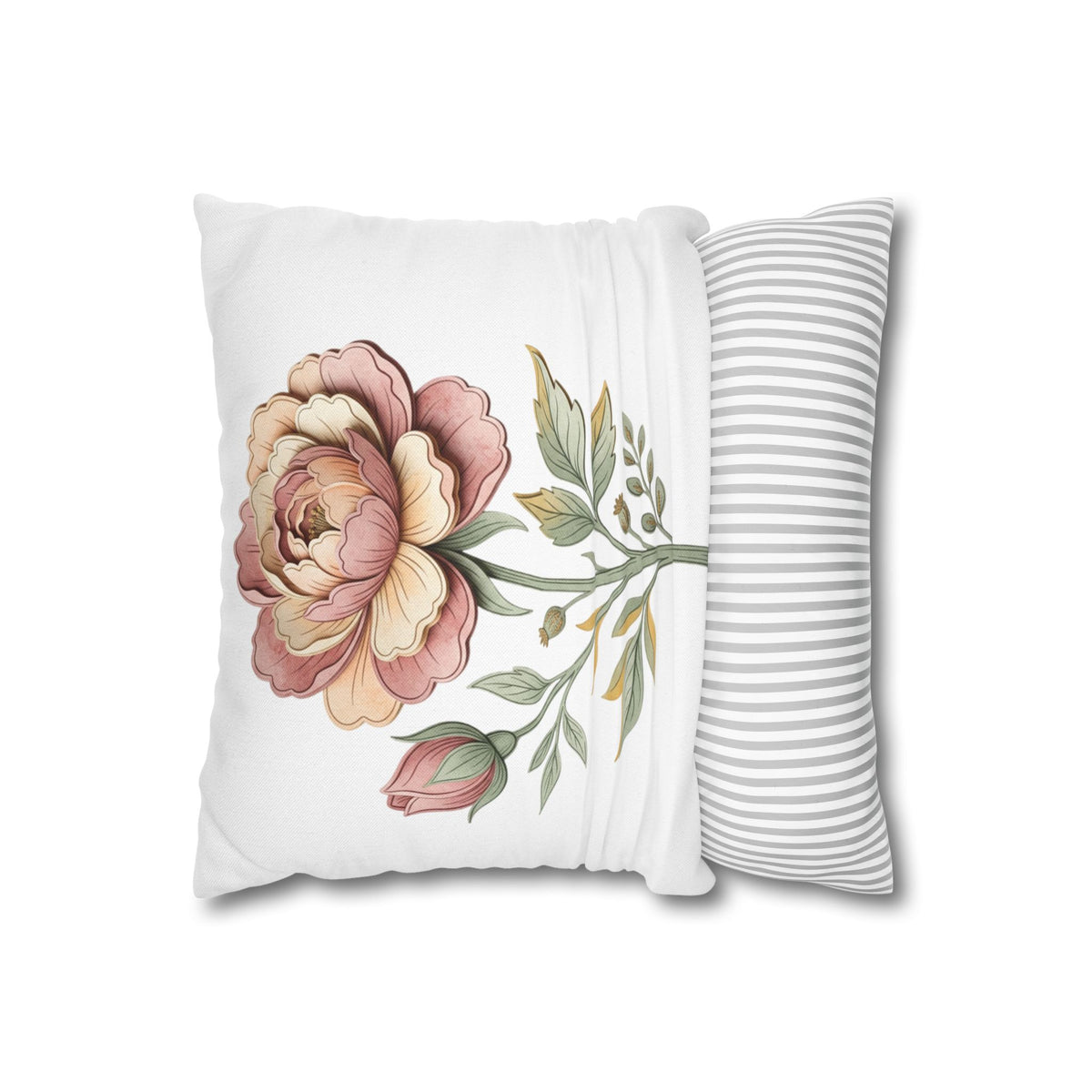 Floral Rose Spun Polyester Square Pillowcase