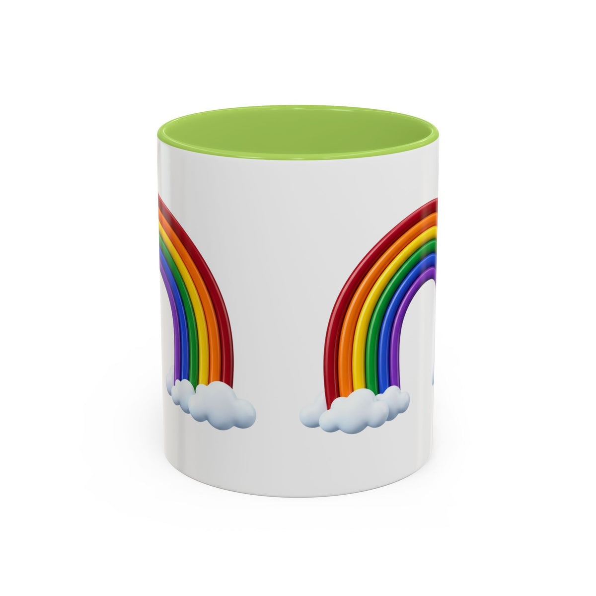 Rainbow Coffee Mug - Colorful Arc & Clouds Accent Mug (11/15oz)