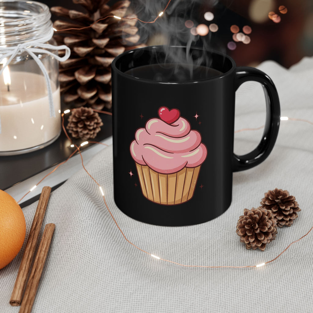 Pink Frosting Cupcake Black Mug (11oz, 15oz)