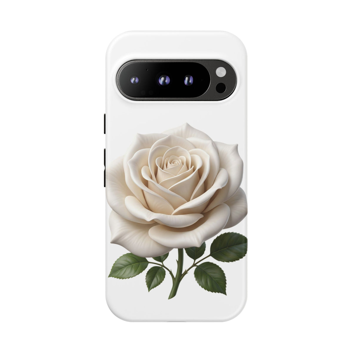 White Rose Tough Phone Case – Elegant Floral Protective Cover