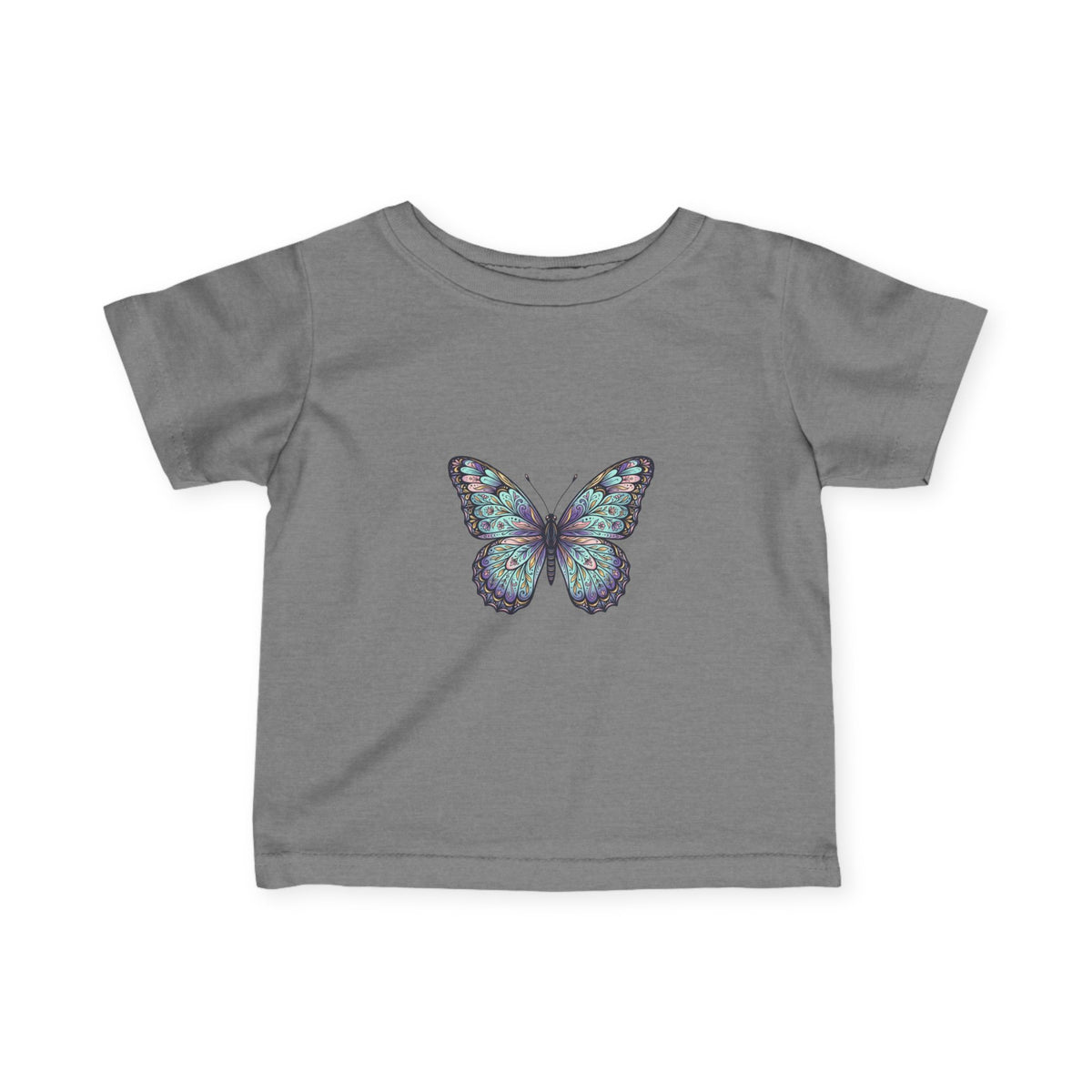 Infant Butterfly Tee — Pastel Blue Floral Butterfly Baby Shirt
