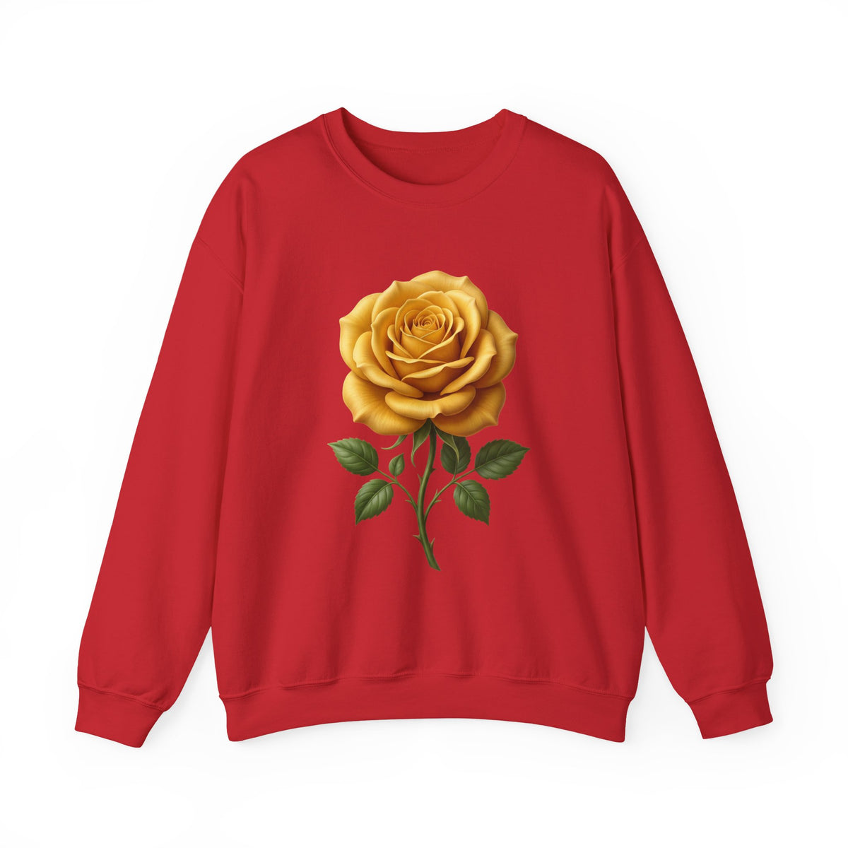 Yellow Rose Crewneck Sweatshirt — Vintage Floral Graphic