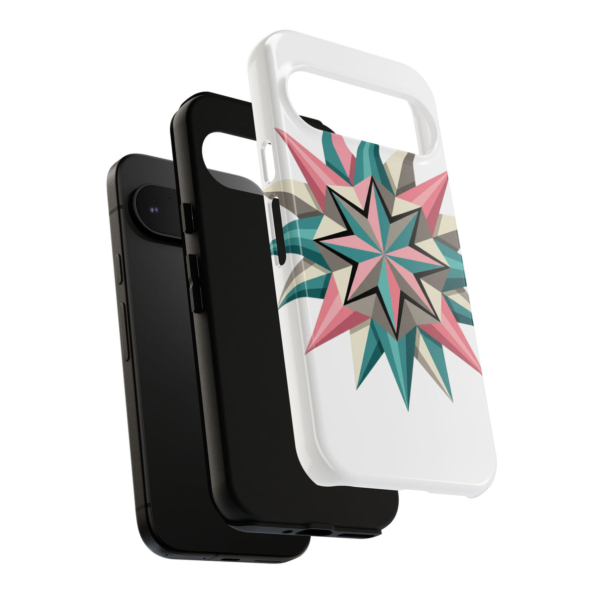 Geometric Star Tough Phone Case – Pink Teal Compass Design