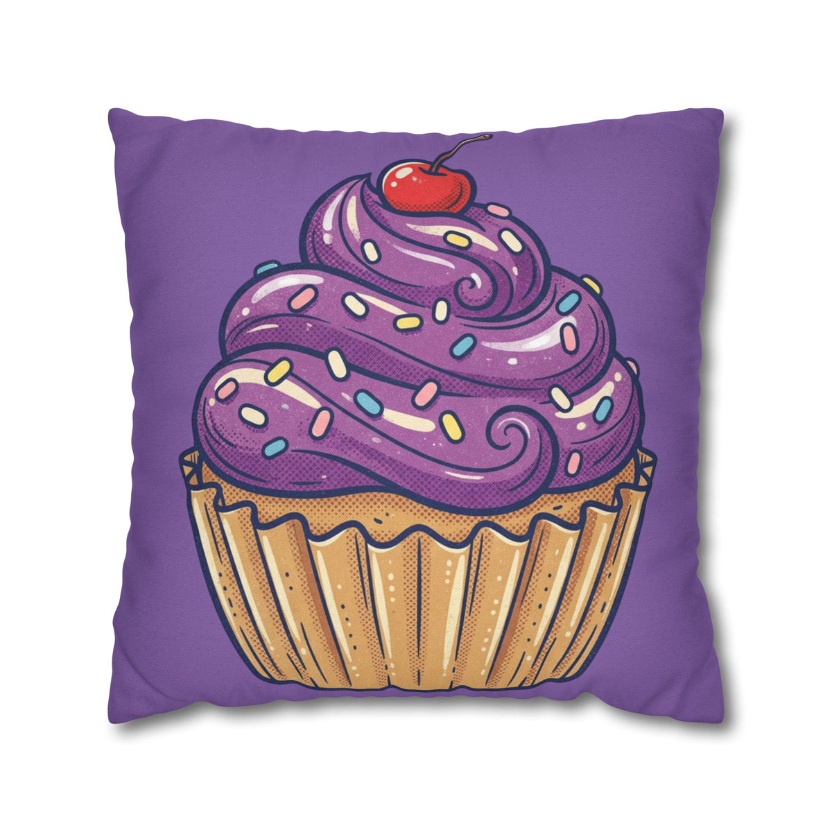 Cupcake Art Pillowcase — Purple Cupcake Decorative Throw Pillow Cover- Light Purple