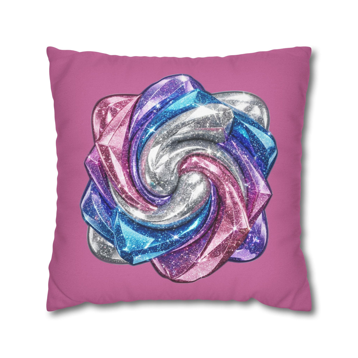 3D Glitter Design Light Pink Spun Polyester Square Pillowcase